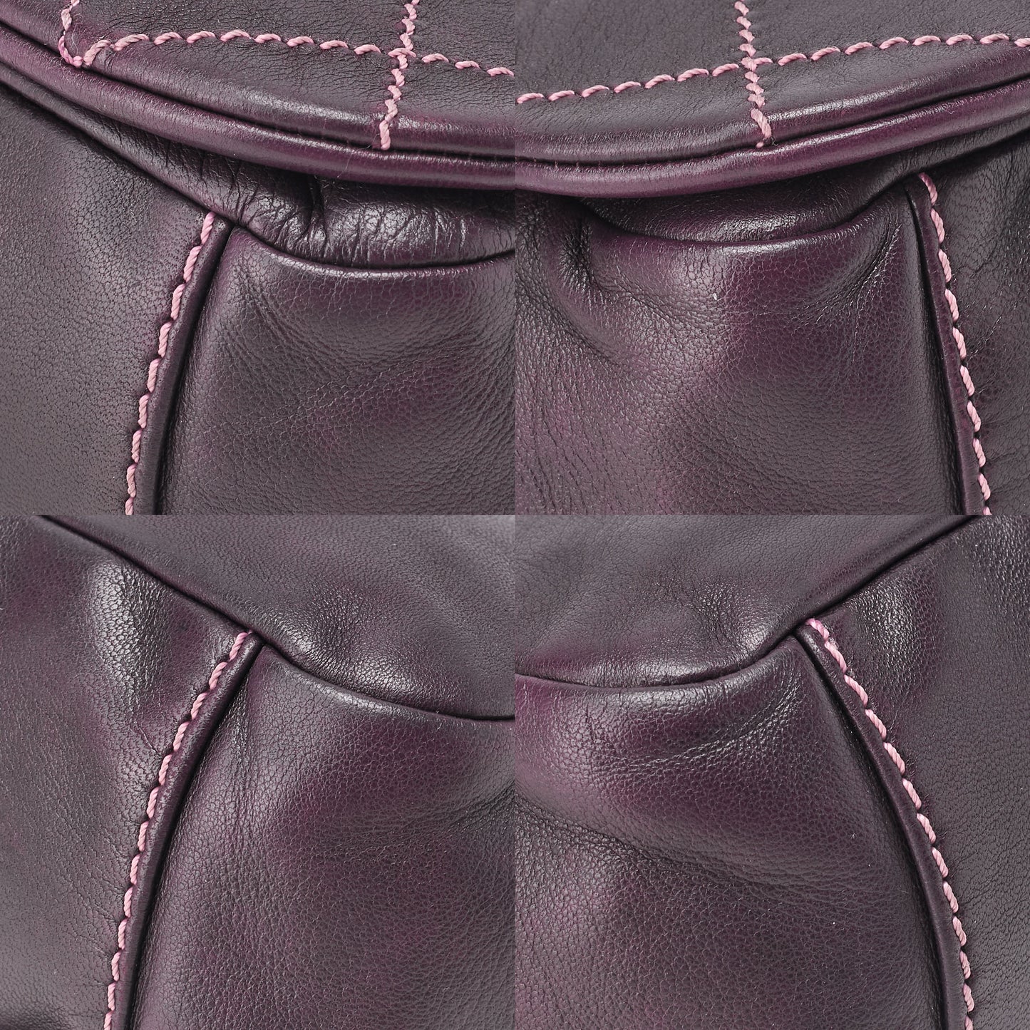 CHANEL Shoulder Bag Matelassé Wild Stitch Big Coco Lambskin Purple Silver-Tone Hardware, Pre-Owned