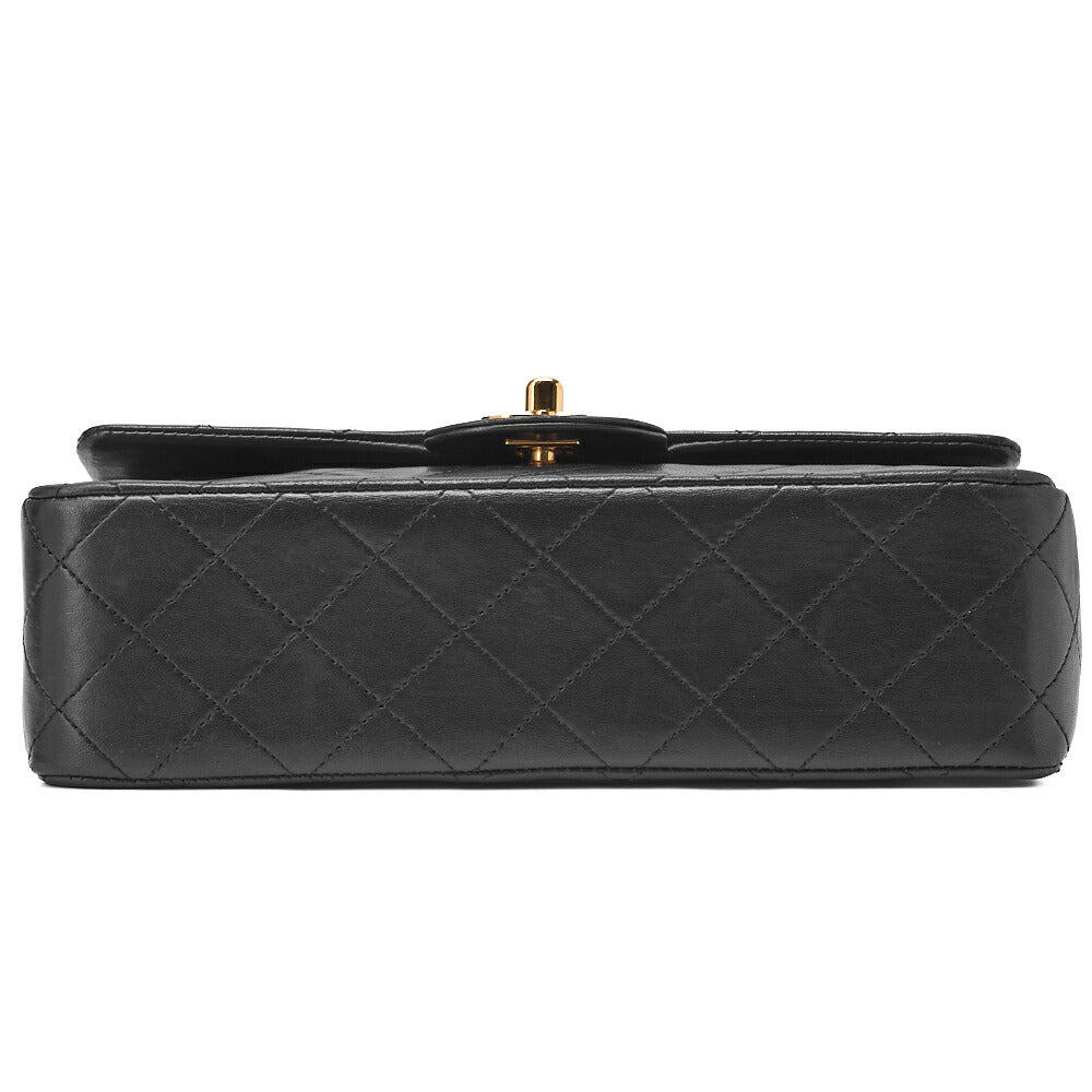 CHANEL Chain Shoulder Bag Matelassé Double Flap 23cm Lambskin Black Gold-Tone Hardware, Pre-Owned