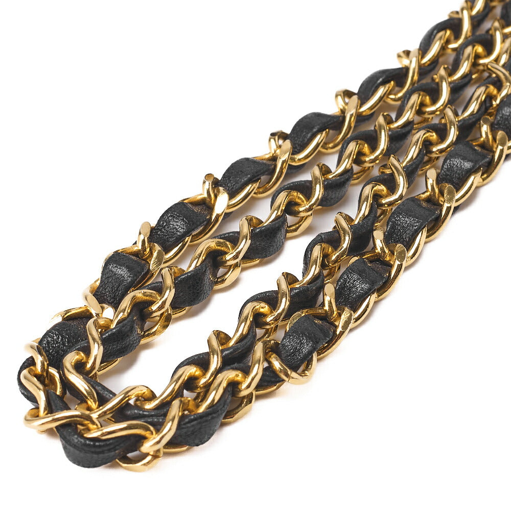 CHANEL Chain Shoulder Bag Matelassé Double Flap 23cm Lambskin Black Gold-Tone Hardware, Pre-Owned