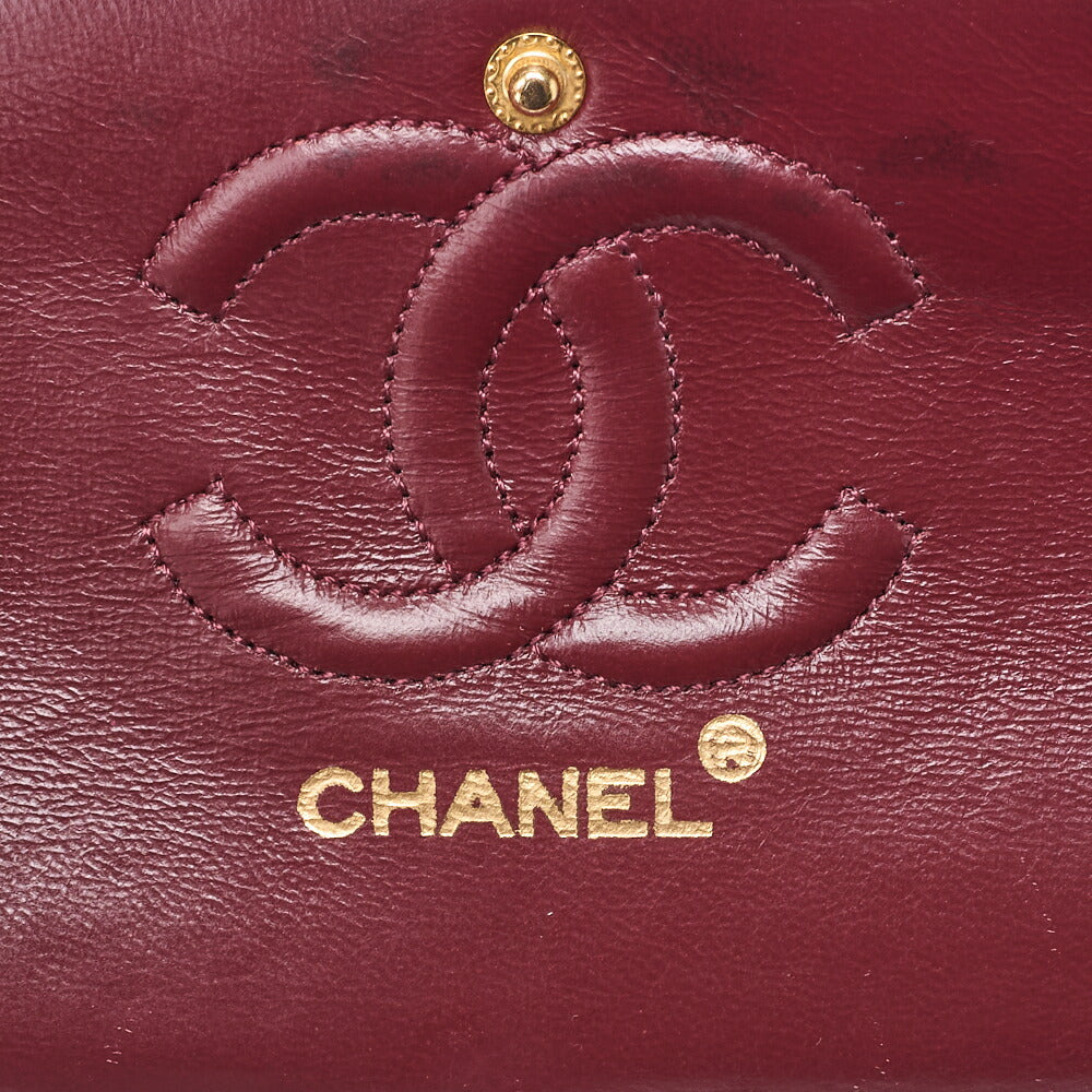 CHANEL Chain Shoulder Bag Matelassé Double Flap 23cm Lambskin Black Gold-Tone Hardware, Pre-Owned