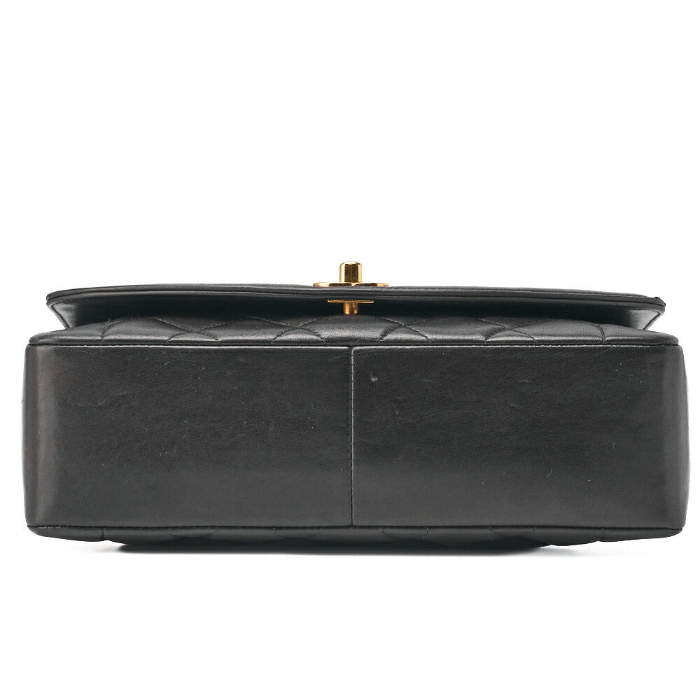CHANEL Shoulder Bag Matelassé Lambskin Diana Flap Chain Shoulder Black Gold-Tone Hardware, Pre-Owned