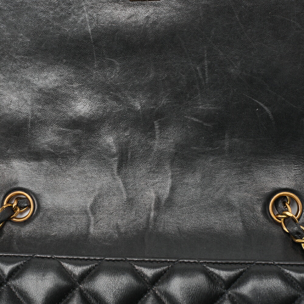 CHANEL Shoulder Bag Matelassé Lambskin Diana Flap Chain Shoulder Black Gold-Tone Hardware, Pre-Owned