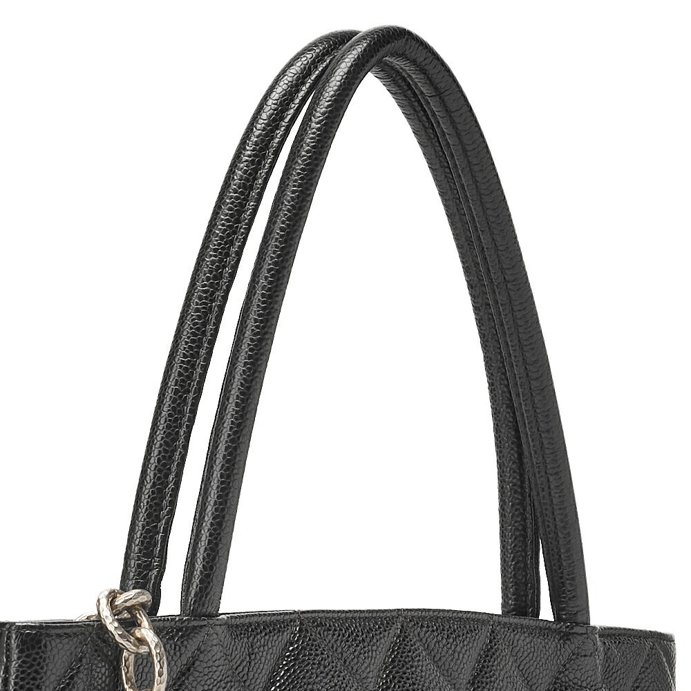 CHANEL Matelassé Reprint Tote Caviar Skin Black Silver-Tone Hardware, Pre-Owned