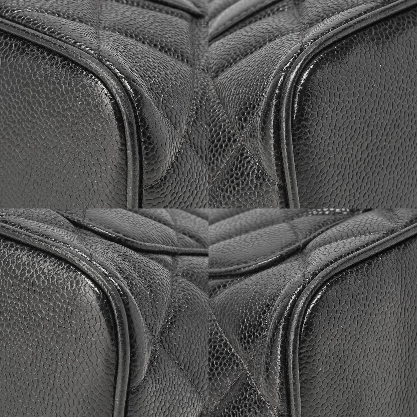 CHANEL Matelassé Reprint Tote Caviar Skin Black Silver-Tone Hardware, Pre-Owned
