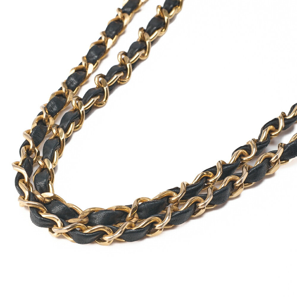 CHANEL Chain Shoulder Bag Matelassé Double Flap 23cm Lambskin Dark Navy Gold-Tone Hardware, Pre-Owned