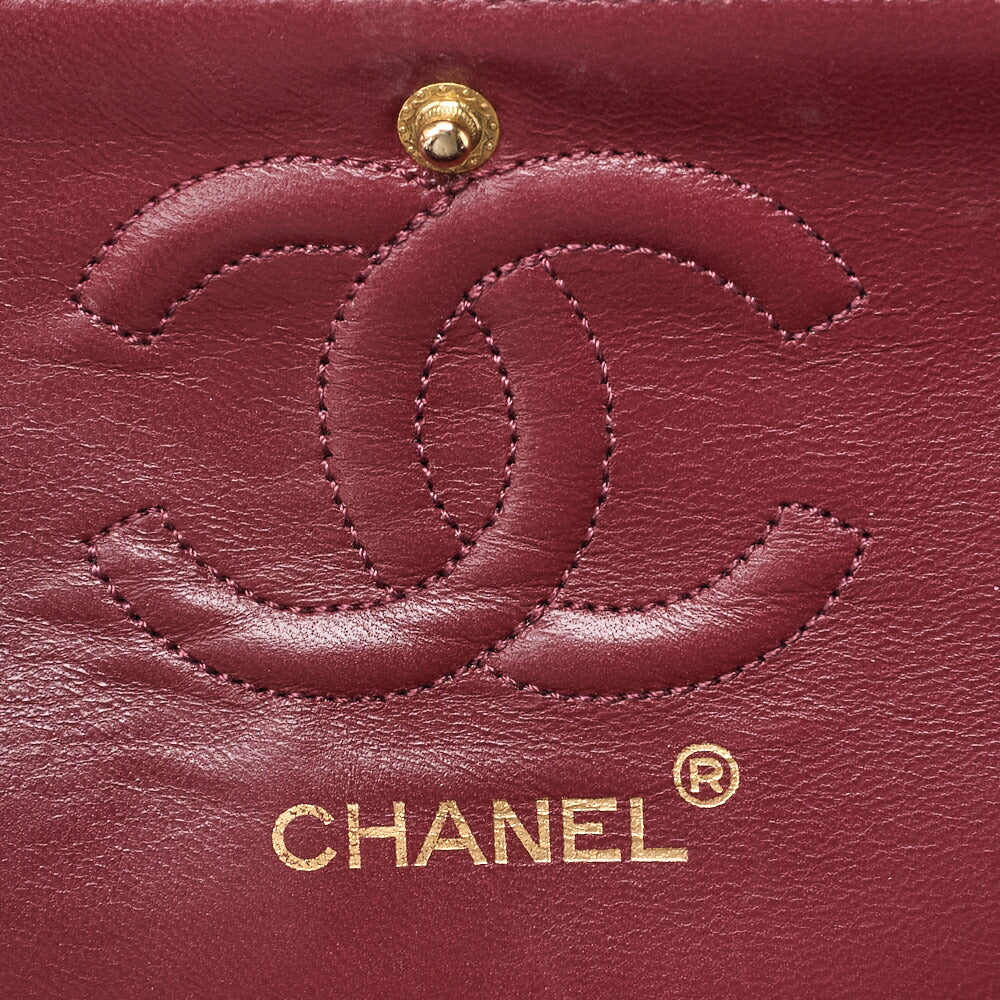 CHANEL Chain Shoulder Bag Matelassé Double Flap 23cm Lambskin Dark Navy Gold-Tone Hardware, Pre-Owned