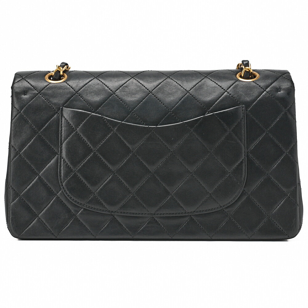 CHANEL Shoulder Bag Matelassé Double Flap 25cm Chain Shoulder Lambskin Black Gold-Tone Hardware, Pre-Owned