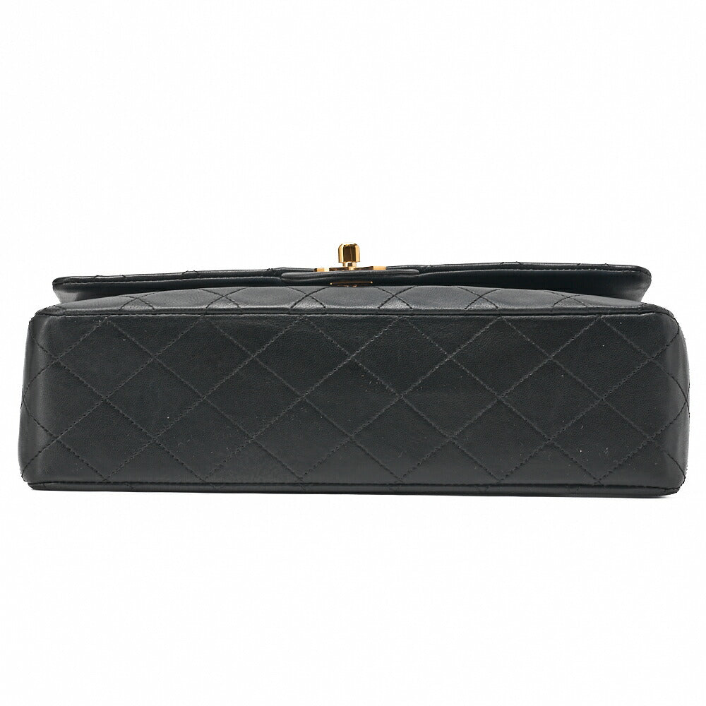 CHANEL Shoulder Bag Matelassé Double Flap 25cm Chain Shoulder Lambskin Black Gold-Tone Hardware, Pre-Owned