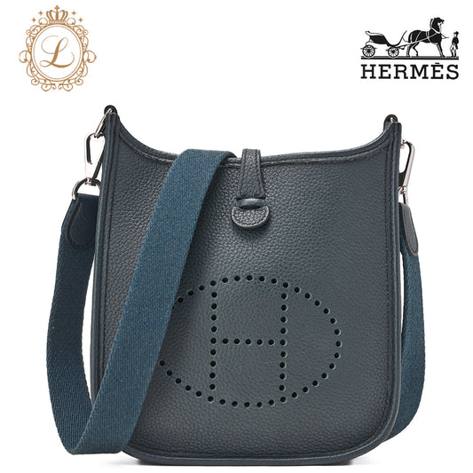 HERMES Evelyn TPM Shoulder Bag Tryon Clemence Blue Orage Blue orage Silver-Tone Hardware, Pre-Owned
