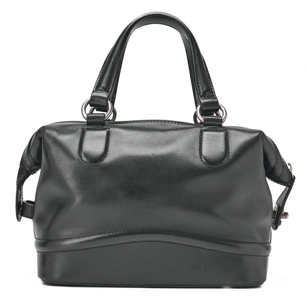 CHANEL Handbag Mini Boston Bag Calfskin Matelassé Coco Mark Black Silver-Tone Hardware, Pre-Owned