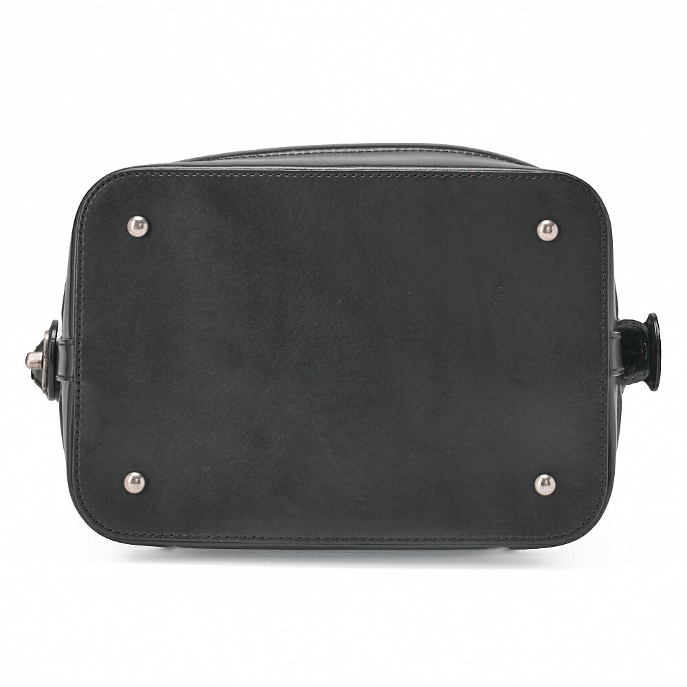 CHANEL Handbag Mini Boston Bag Calfskin Matelassé Coco Mark Black Silver-Tone Hardware, Pre-Owned