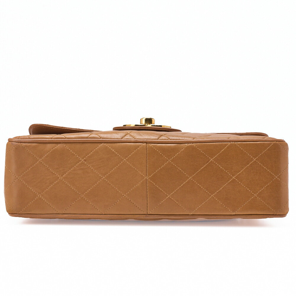 CHANEL Chain Shoulder Bag Deca Matelassé 30cm Single Flap Lambskin Black Gold-Tone Hardware, Pre-Owned