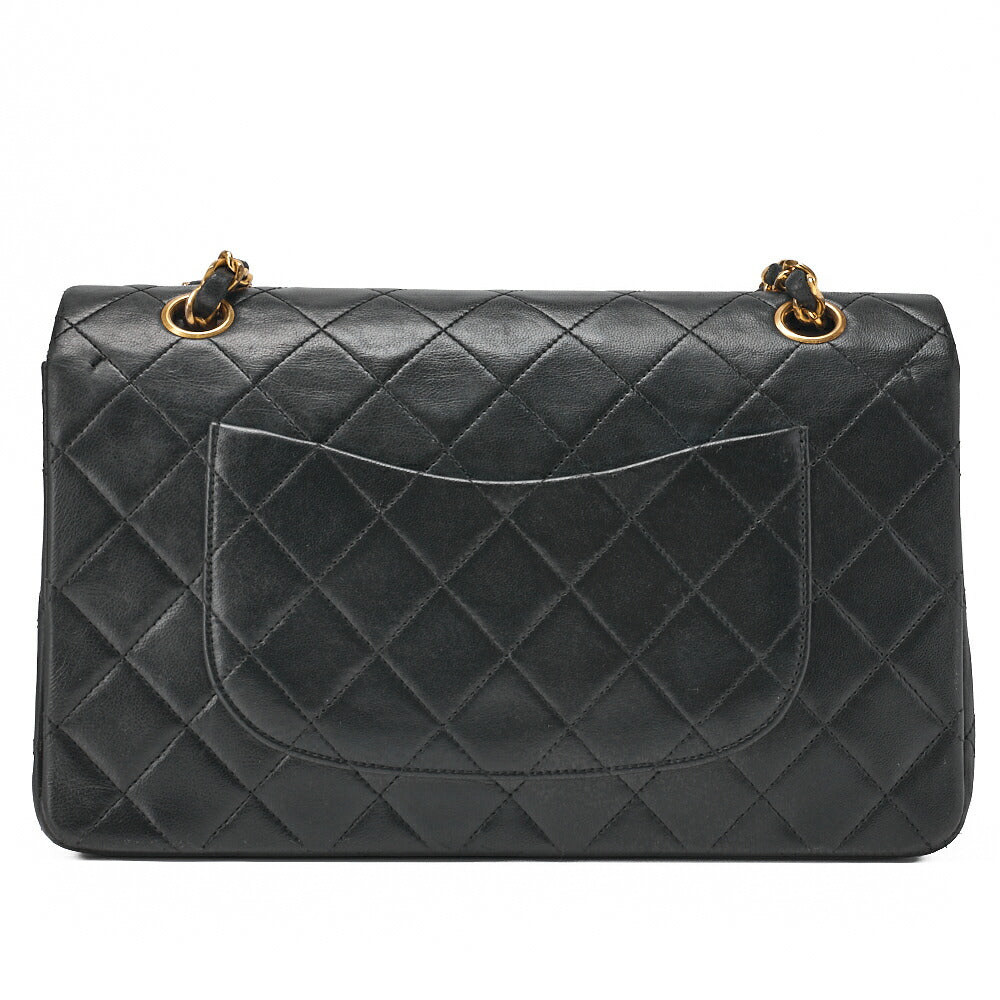 CHANEL Shoulder Bag Matelassé Double Flap 25cm Chain Shoulder Lambskin Black Gold-Tone Hardware, Pre-Owned