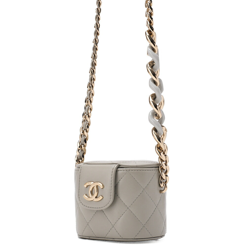 CHANEL Chain Shoulder Bag Matelassé Vanity Lambskin Mini Size Gold-Tone Hardware, Pre-Owned