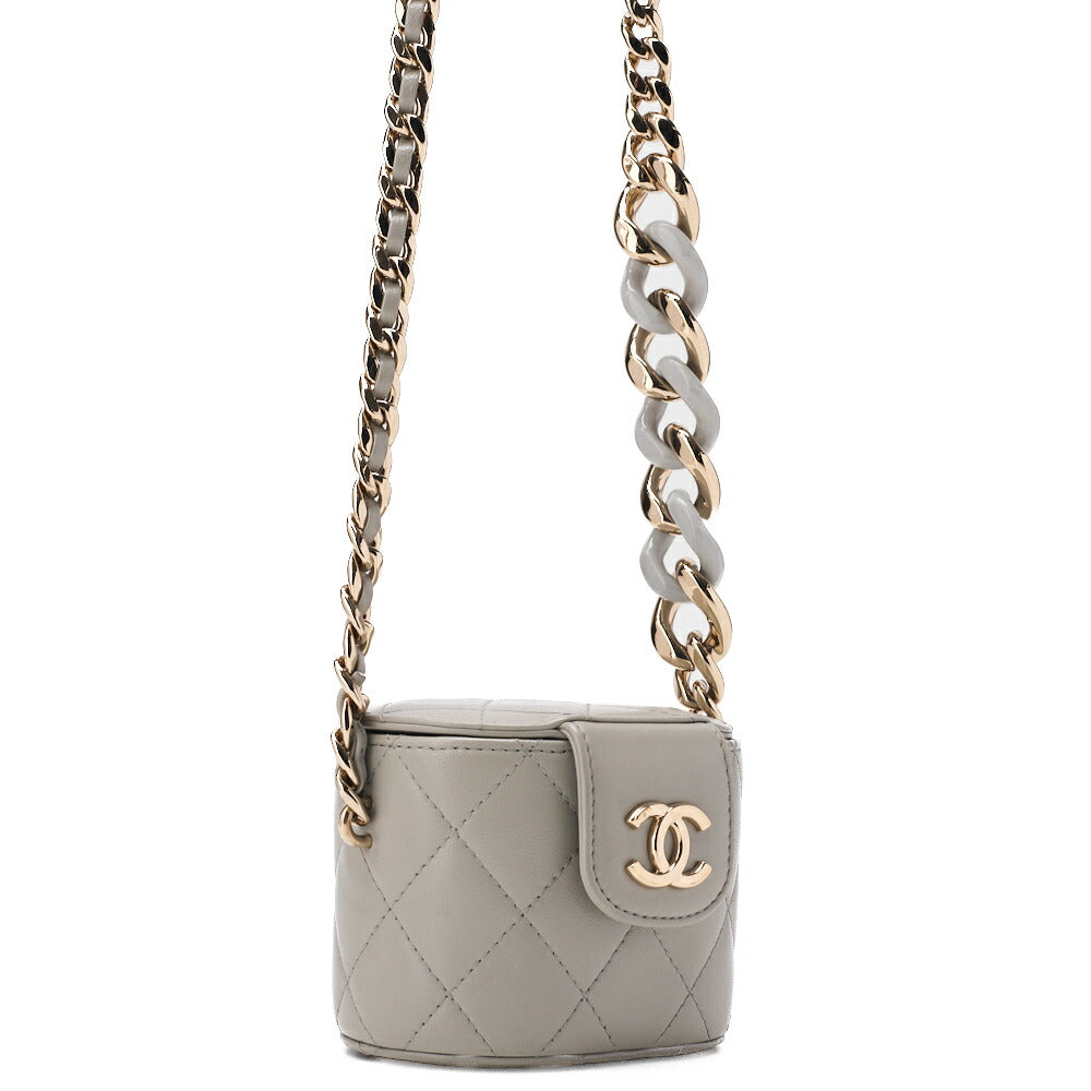 CHANEL Chain Shoulder Bag Matelassé Vanity Lambskin Mini Size Gold-Tone Hardware, Pre-Owned