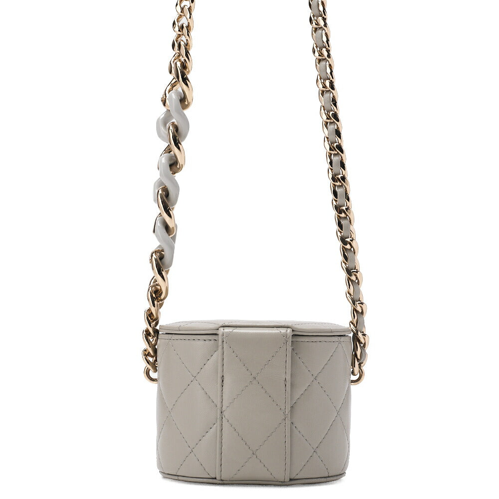 CHANEL Chain Shoulder Bag Matelassé Vanity Lambskin Mini Size Gold-Tone Hardware, Pre-Owned