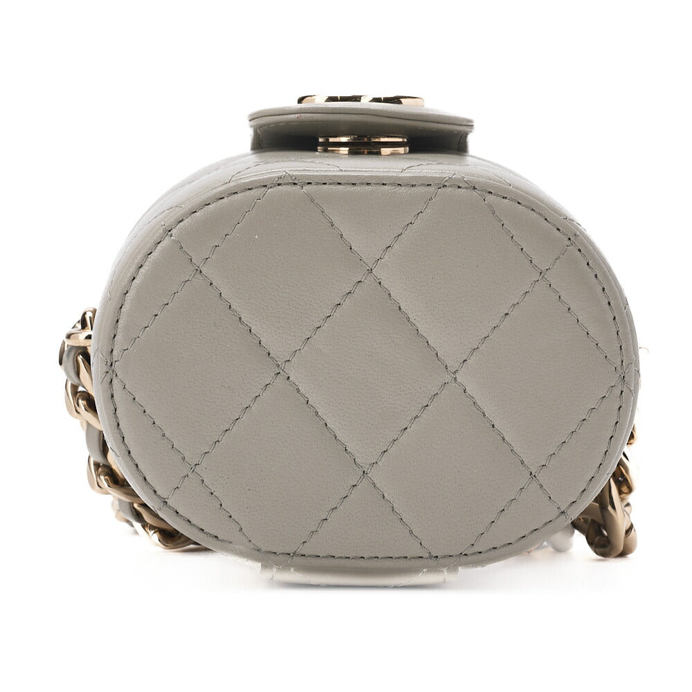 CHANEL Chain Shoulder Bag Matelassé Vanity Lambskin Mini Size Gold-Tone Hardware, Pre-Owned