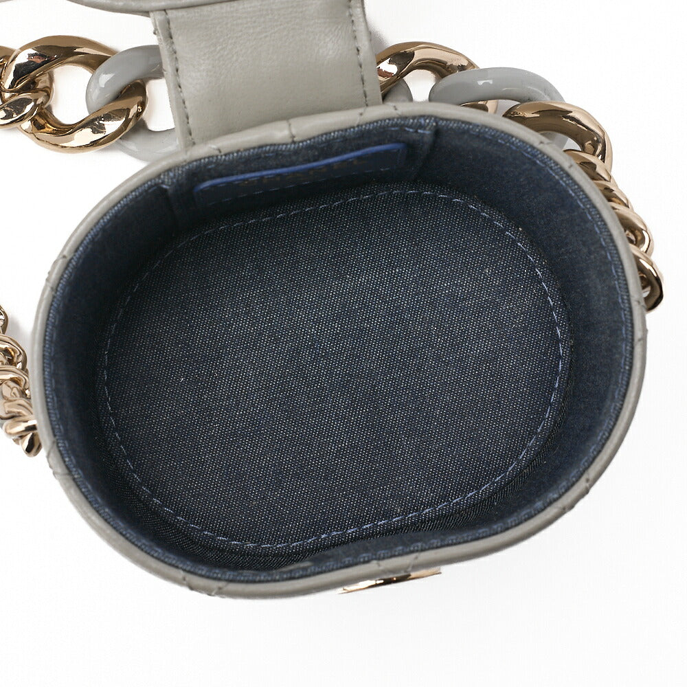 CHANEL Chain Shoulder Bag Matelassé Vanity Lambskin Mini Size Gold-Tone Hardware, Pre-Owned