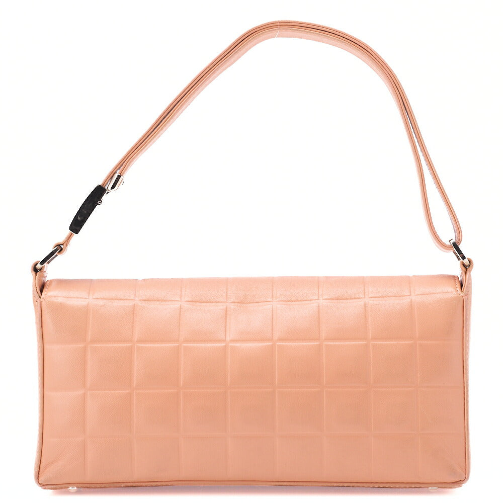 CHANEL One Shoulder Bag Chocolate Bar Coco Mark Lambskin Salmon Pink Silver-Tone Hardware, Pre-Owned