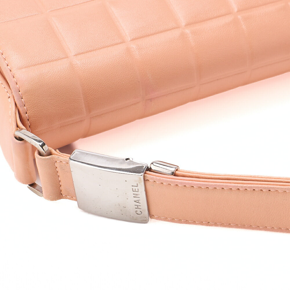 CHANEL One Shoulder Bag Chocolate Bar Coco Mark Lambskin Salmon Pink Silver-Tone Hardware, Pre-Owned