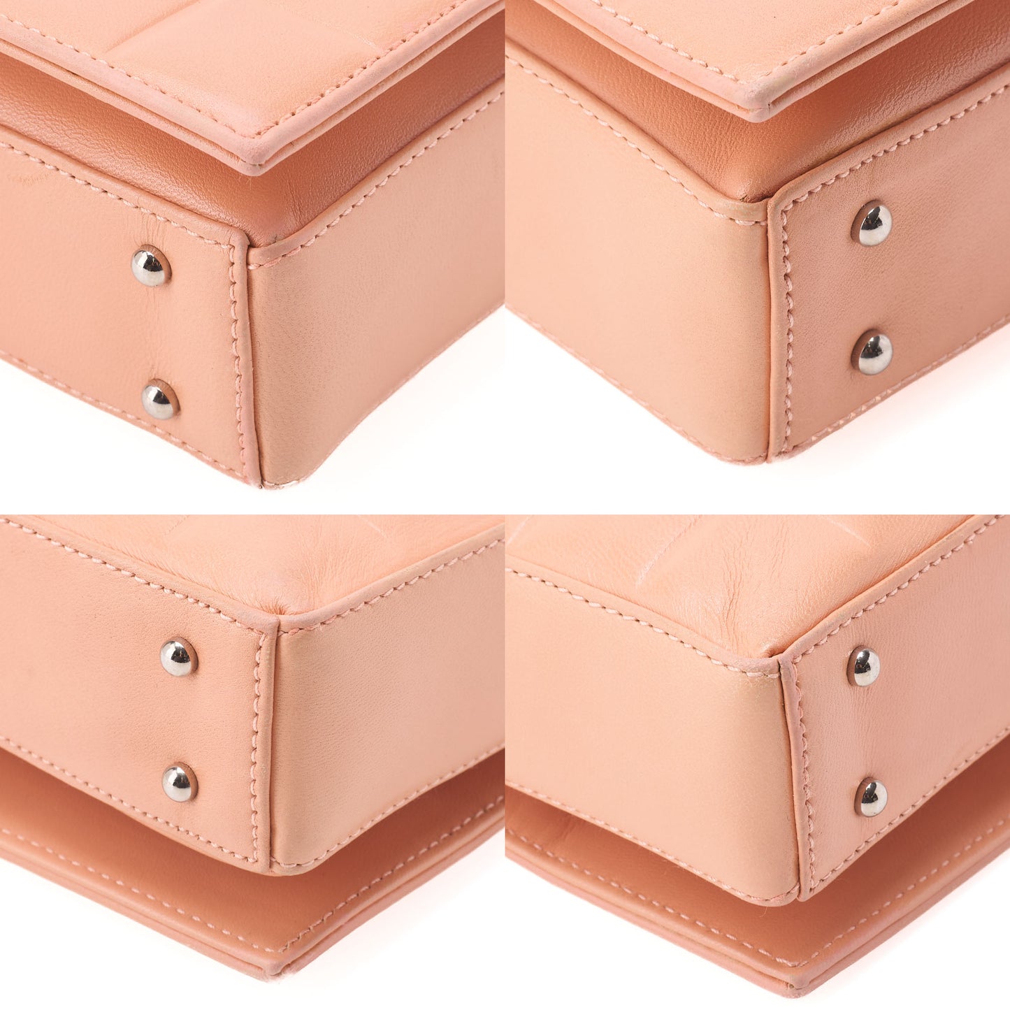 CHANEL One Shoulder Bag Chocolate Bar Coco Mark Lambskin Salmon Pink Silver-Tone Hardware, Pre-Owned