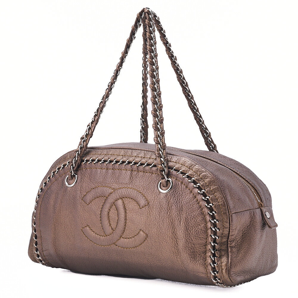 CHANEL Chain Shoulder Bag Luxury Line Cocomark Soft Caviar Gold-Tone Hardware, Pre-Owned