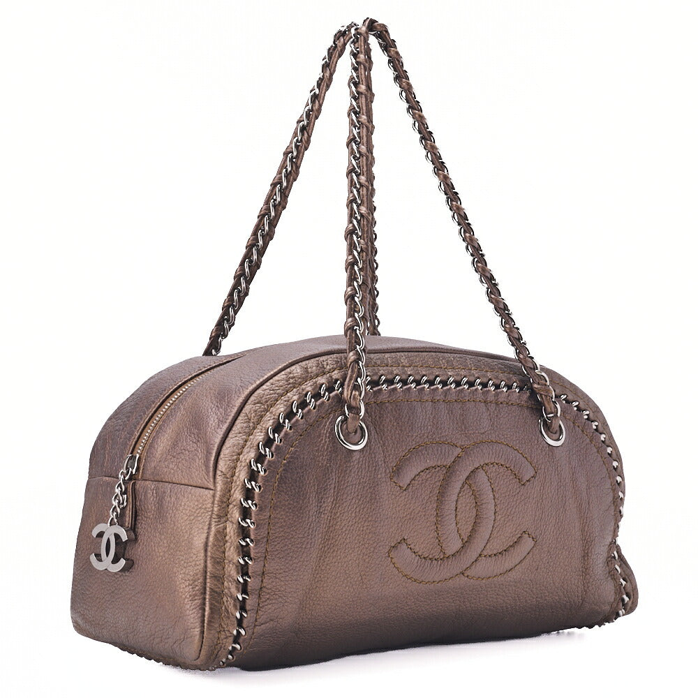 CHANEL Chain Shoulder Bag Luxury Line Cocomark Soft Caviar Gold-Tone Hardware, Pre-Owned