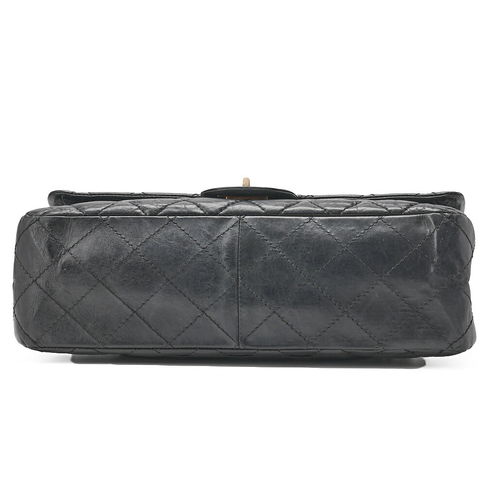 CHANEL Chain Shoulder Bag Matelassé 2.55 Vintage Calf Large Size Black Gold-Tone Hardware, Pre-Owned