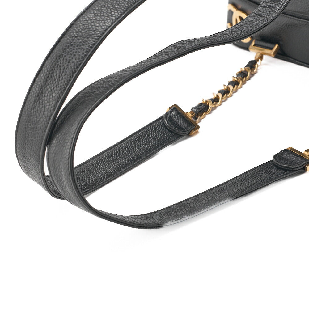 CHANEL Backpack Caviar Skin Triple Coco Turnlock Black Gold-Tone Hardware, Pre-Owned