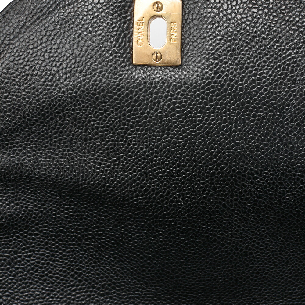 CHANEL Backpack Caviar Skin Triple Coco Turnlock Black Gold-Tone Hardware, Pre-Owned