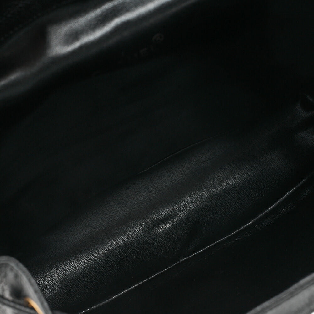 CHANEL Backpack Caviar Skin Triple Coco Turnlock Black Gold-Tone Hardware, Pre-Owned