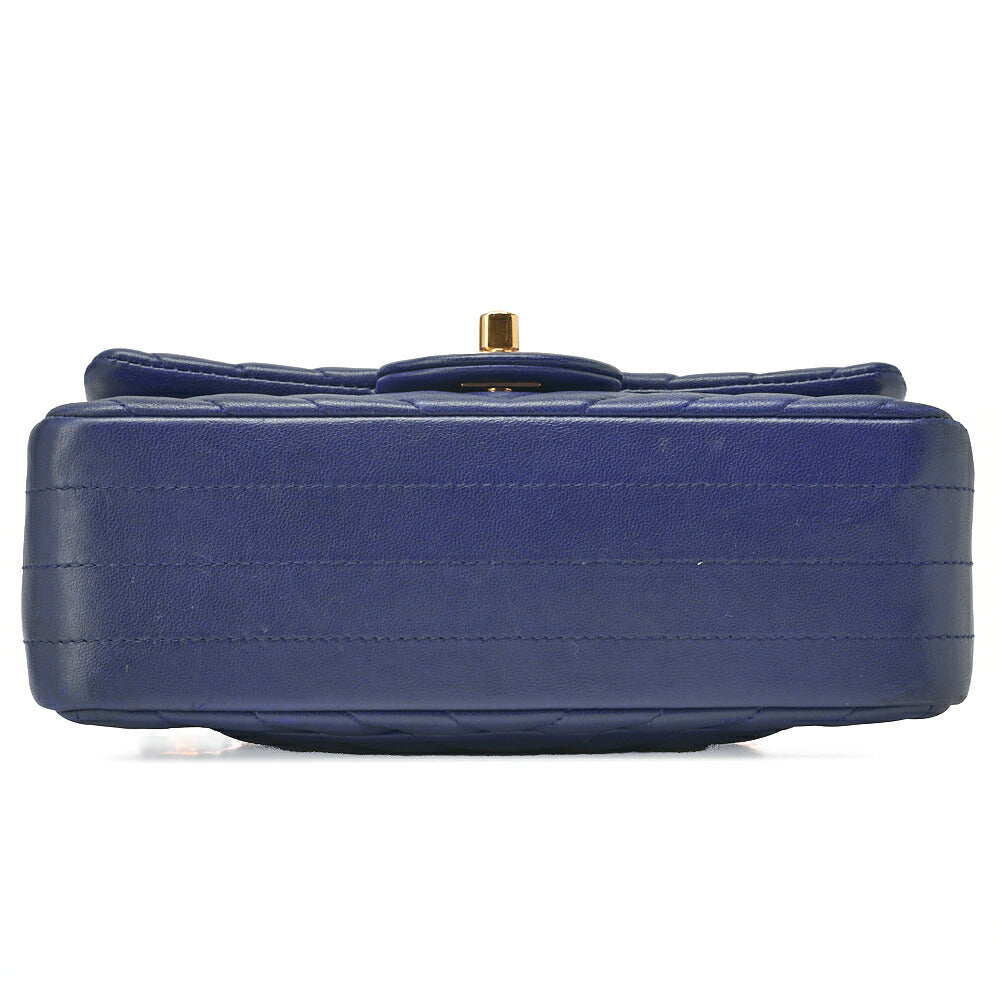 CHANEL Shoulder Bag Lambskin V Stitch Navy Coco Mark Single Flap Gold-Tone Hardware, Pre-Owned