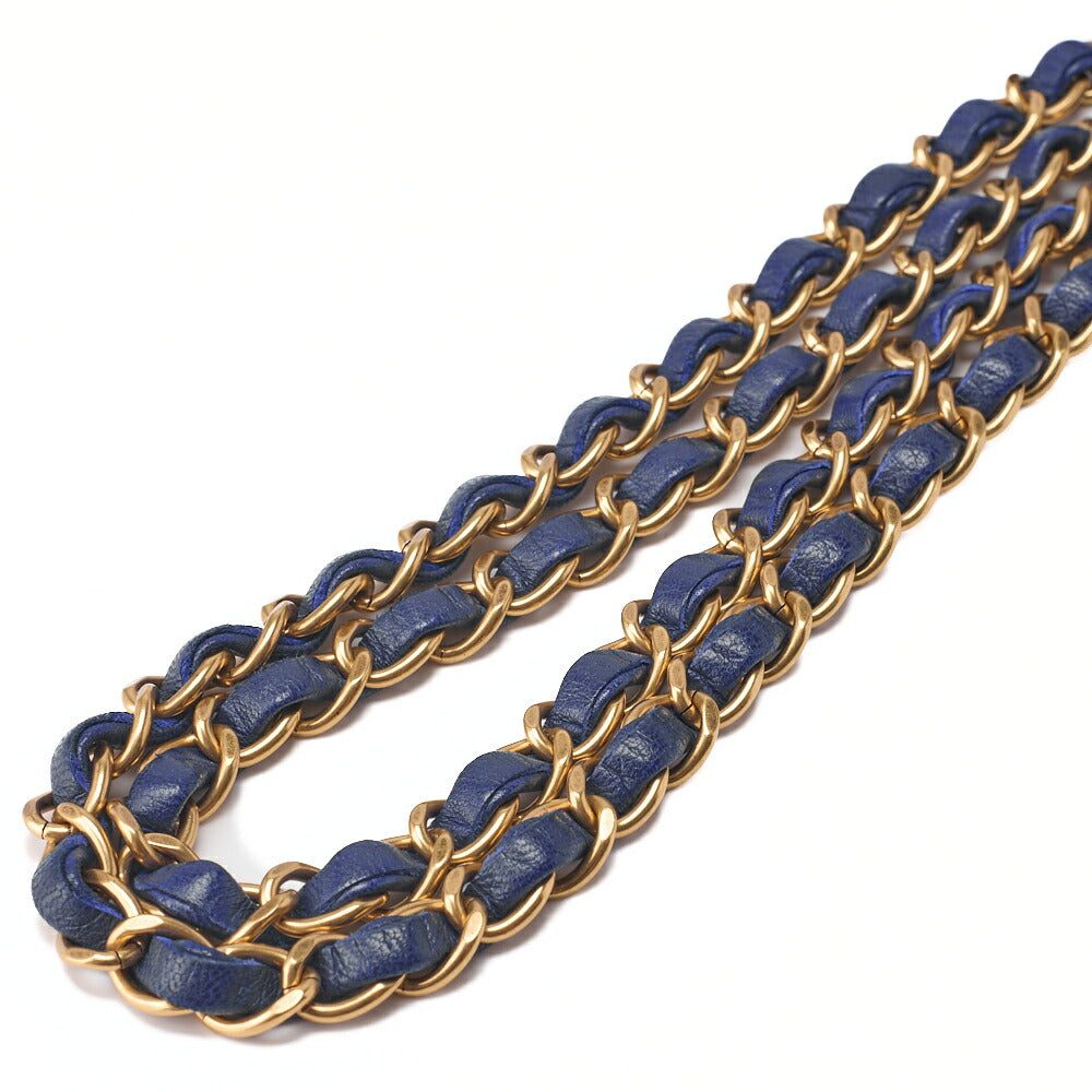 CHANEL Shoulder Bag Lambskin V Stitch Navy Coco Mark Single Flap Gold-Tone Hardware, Pre-Owned