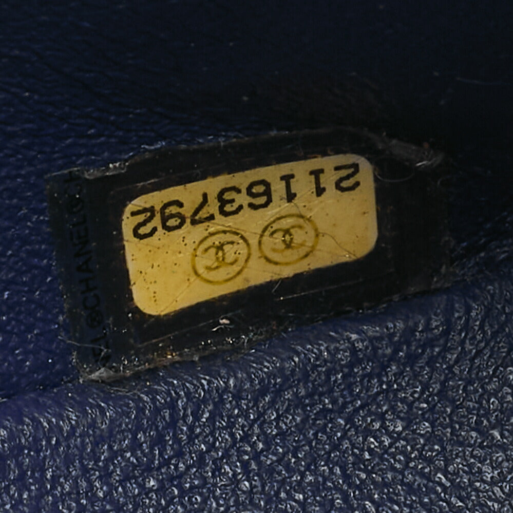 CHANEL Shoulder Bag Lambskin V Stitch Navy Coco Mark Single Flap Gold-Tone Hardware, Pre-Owned