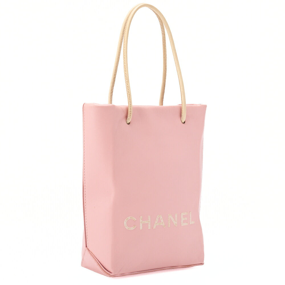 CHANEL Mini Tote Bag Essential Logo Mark Lambskin Pink Silver-Tone Hardware, Pre-Owned
