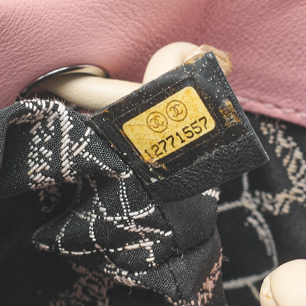 CHANEL Mini Tote Bag Essential Logo Mark Lambskin Pink Silver-Tone Hardware, Pre-Owned