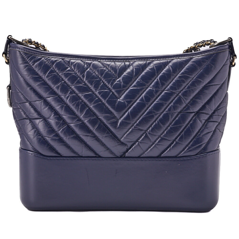 CHANEL Chain Shoulder Bag Matelassé Gabrielle de Chanel Navy Silver Gold-Tone Hardware, Pre-Owned