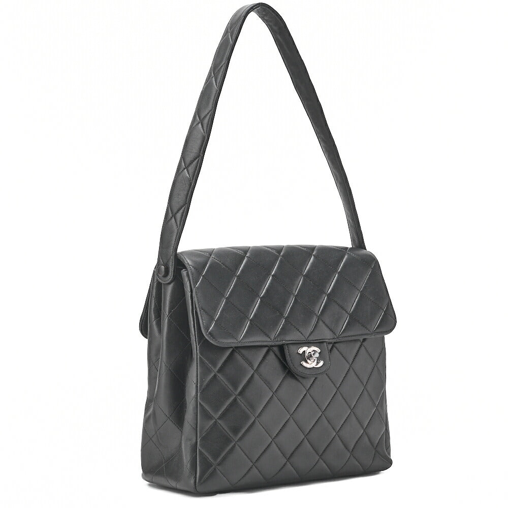 CHANEL Matelassé Double Face One Shoulder Bag Lambskin Black Silver-Tone Hardware, Pre-Owned