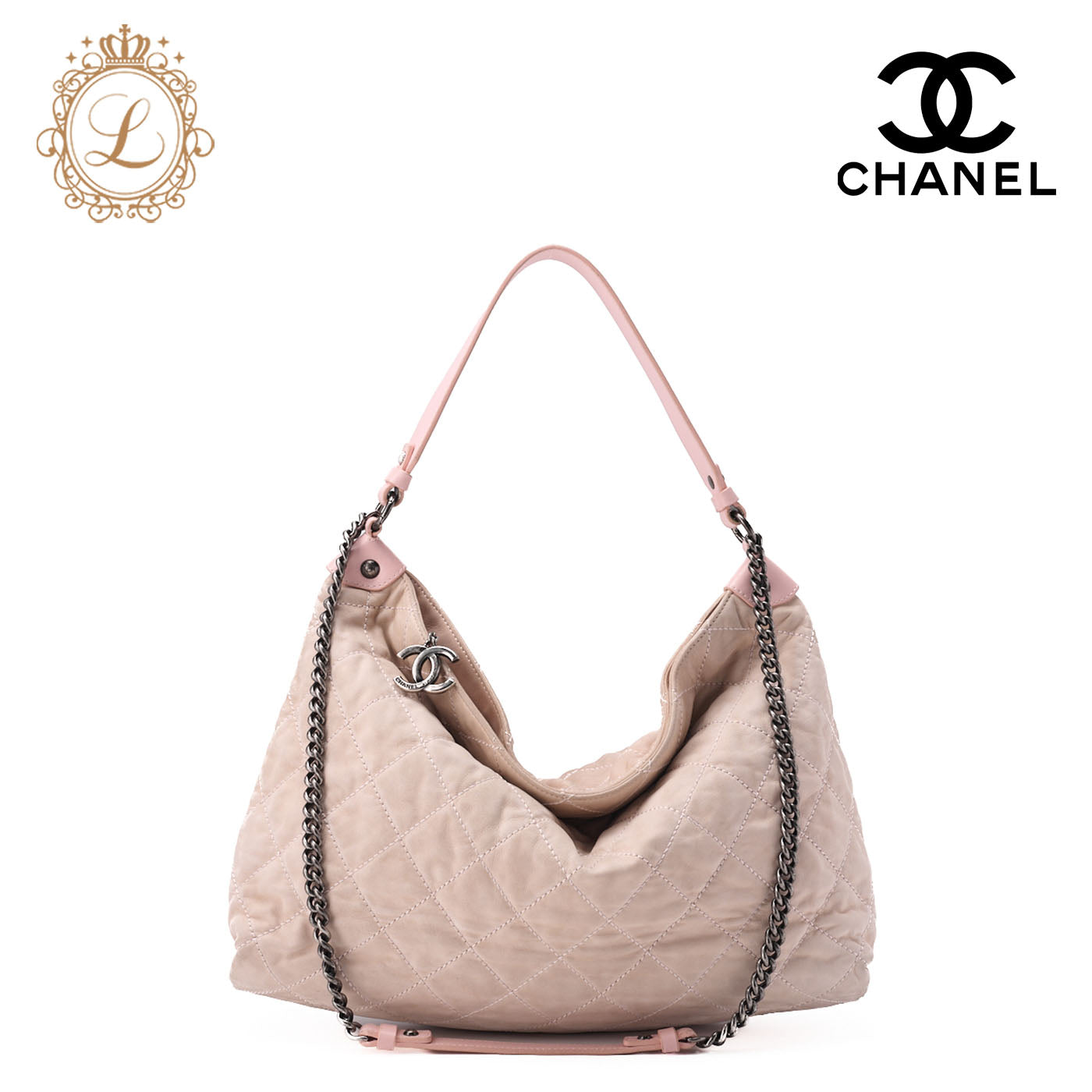 CHANEL Chain Shoulder Bag Matelassé 2way Sparkle Leather Pink Silver-Tone Hardware, Pre-Owned
