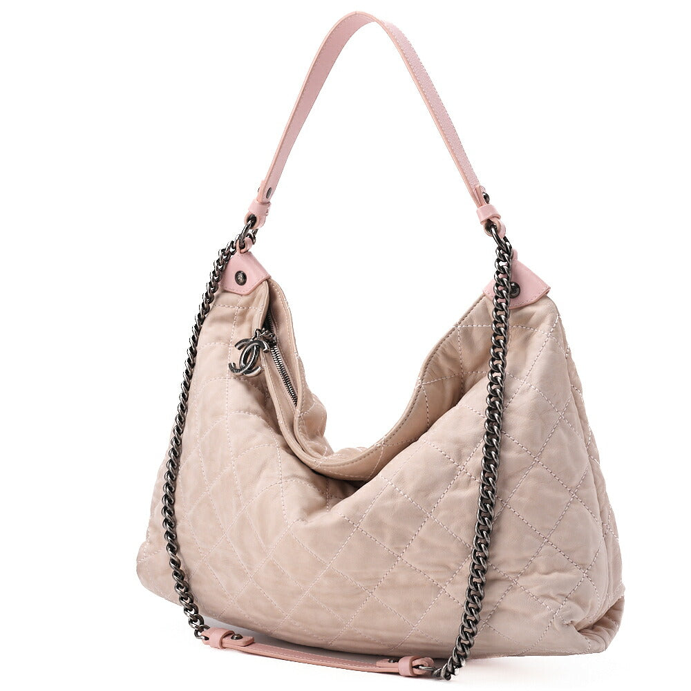 CHANEL Chain Shoulder Bag Matelassé 2way Sparkle Leather Pink Silver-Tone Hardware, Pre-Owned