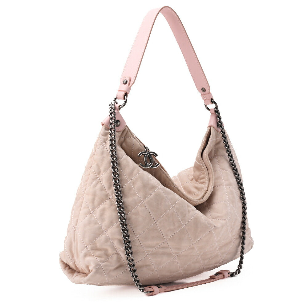 CHANEL Chain Shoulder Bag Matelassé 2way Sparkle Leather Pink Silver-Tone Hardware, Pre-Owned