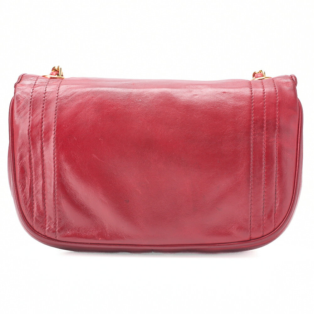 CHANEL Chain Shoulder Full Flap Coco Mark Lambskin Red Gold-Tone Hardware, Pre-Owned