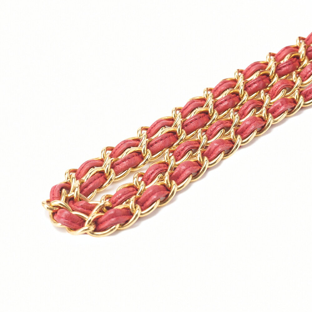 CHANEL Chain Shoulder Full Flap Coco Mark Lambskin Red Gold-Tone Hardware, Pre-Owned