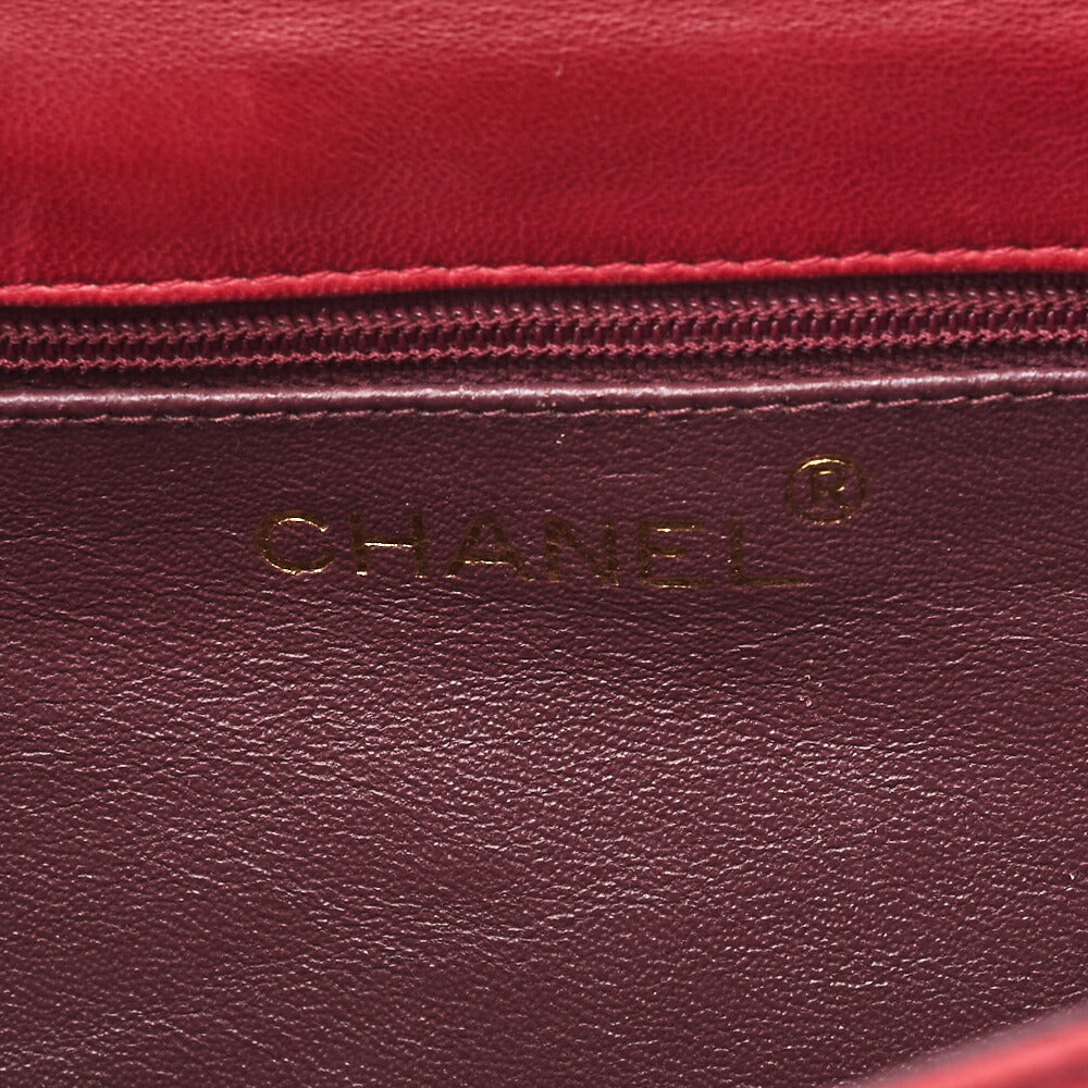 CHANEL Chain Shoulder Full Flap Coco Mark Lambskin Red Gold-Tone Hardware, Pre-Owned