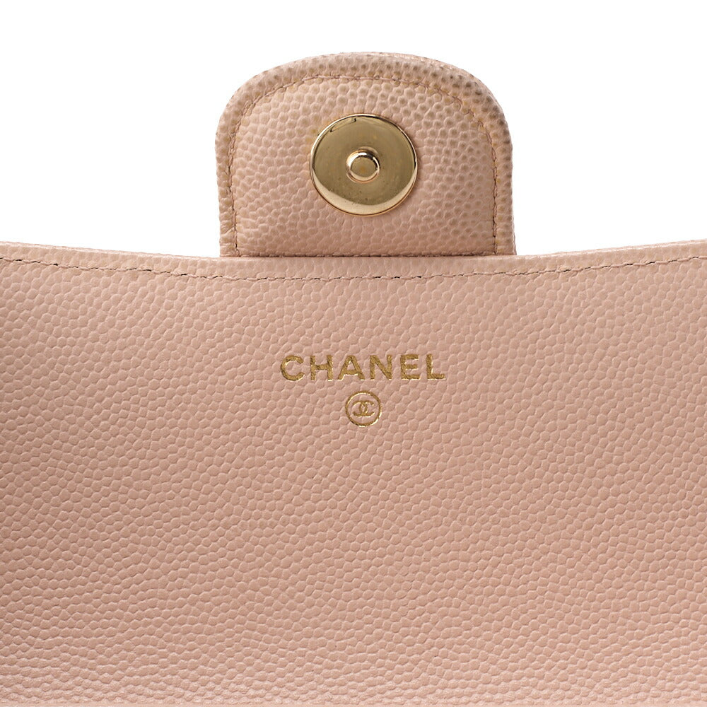 CHANEL Matrasse Shoulder Bag Caviar Skin Glasses Case Beige Silver-Tone Hardware, Pre-Owned