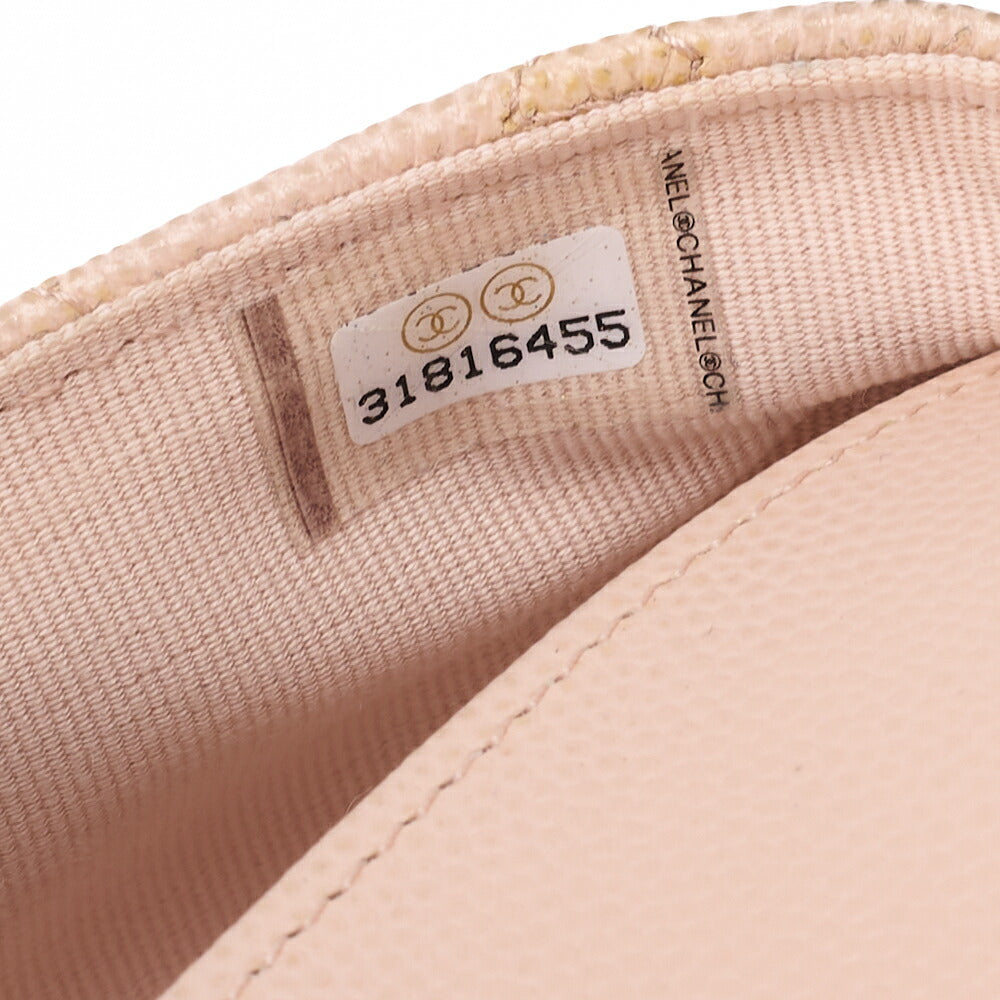 CHANEL Matrasse Shoulder Bag Caviar Skin Glasses Case Beige Silver-Tone Hardware, Pre-Owned