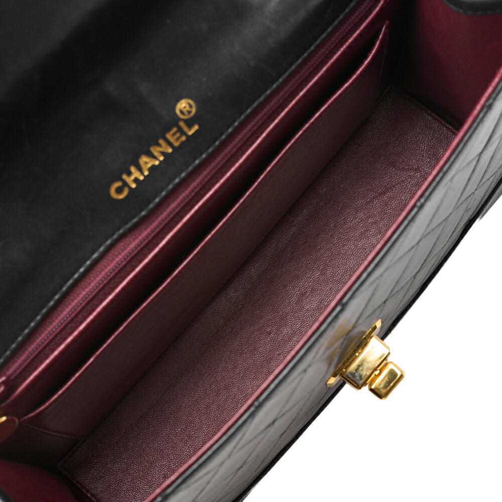 CHANEL Chain Shoulder Bag Matelassé 2.55 Turnlock Black Lambskin Gold-Tone Hardware, Pre-Owned