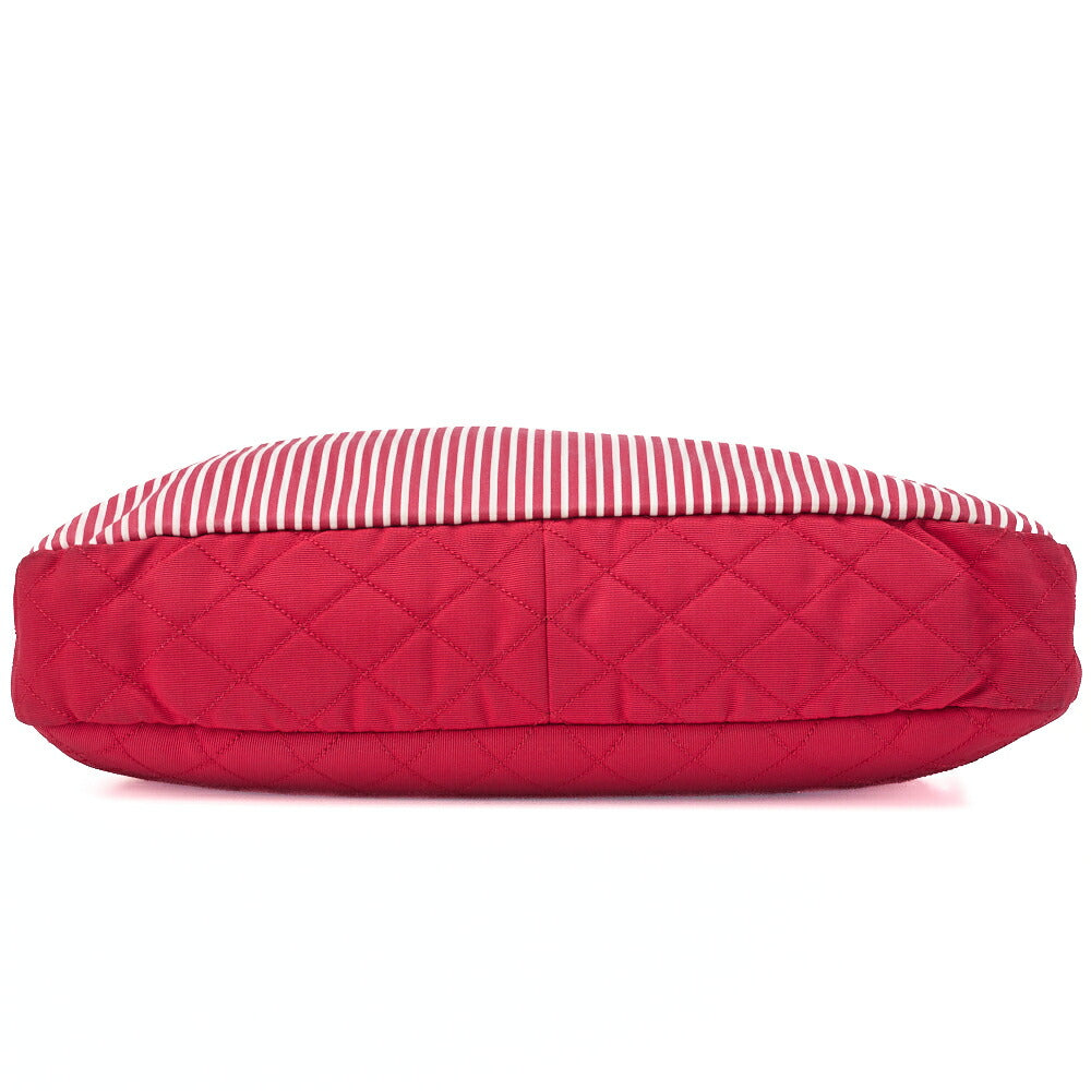 CHANEL Chain Shoulder Bag with Coco Charm Stripe Pattern Canvas Bicolor Silver-Tone Hardware, Pre-Owned