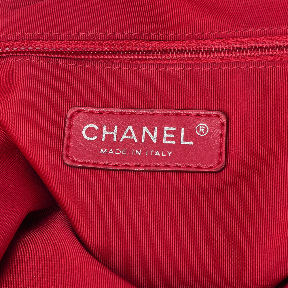 CHANEL Chain Shoulder Bag with Coco Charm Stripe Pattern Canvas Bicolor Silver-Tone Hardware, Pre-Owned