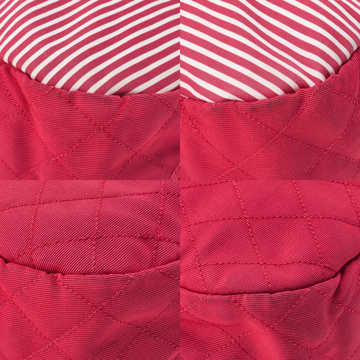 CHANEL Chain Shoulder Bag with Coco Charm Stripe Pattern Canvas Bicolor Silver-Tone Hardware, Pre-Owned